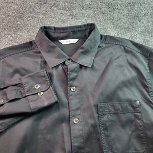 Tommy Bahama Mens Button Down Shirt Black Cotton Lyocell Long Sleeve Size L